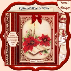 CHRISTMAS POINSETTIA 7.8 Quick Vintage Christmas Card & Insert