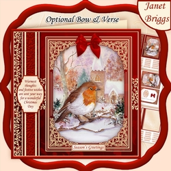 CHRISTMAS ROBIN & CHURCH 7.8 Quick Christmas Card & Insert