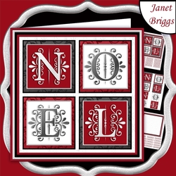 NOEL SQUARES Contemporary Christmas 7.5 Quick Layer Card & Insert