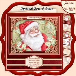 CHRISTMAS SANTA & HOLLY 7.8 Quick Christmas Card & Insert