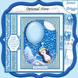 WADDLE UP Christmas Penguin 7.8 Decoupage & Insert Mini Kit