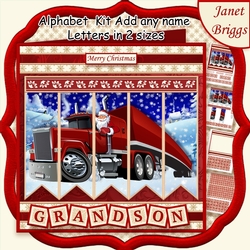 SANTAS TRUCK Christmas 7.5 Quick Card Kit Create Any Name Alphabet in 2 sizes