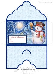 Christmas Money Wallet Gift Voucher Envelope SNOWMAN IN MOONLIGHT