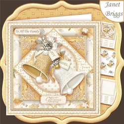 GOLD & WHITE CHRISTMAS BELLS 7.5 Decoupage & Insert Mini Kit