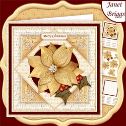 GOLD & WHITE CHRISTMAS POINSETTIA 7.5 Decoupage & Insert Mini Kit