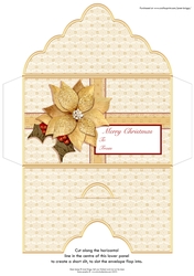 Christmas Money Wallet Gift Voucher Envelope GOLD POINSETTIA