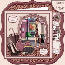 FASHIONABLE SHOPPING LADY 8x8 Decoupage & Insert Mini Kit