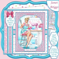 BAKING DAY 7.8 Female Birthday or Mothers Day Quick Card & Insert Mini Kit