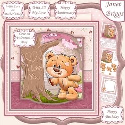 TEDDY TREE CARVING 7.5 All Occasions Decoupage & Insert Mini Kit