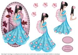 Oriental Lady Lotus Topper and Decoupage