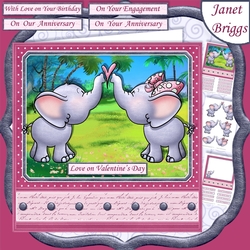 ELEPHANT LOVE Valentines Anniversary, Engagement, Birthday 7.5 Decoupage & Insert Mini Kit