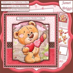 LOVE YOU BEAR 7.5 Decoupage & Insert Mini Kit Various Occasions