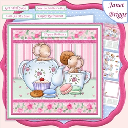 TEA MICE & MACAROONS 7.5 Decoupage & Insert Mini Kit