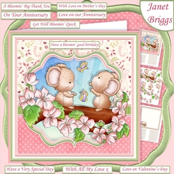 SPRING BLOSSOM MICE 7.5 Decoupage & Insert Mini Kit