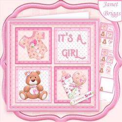 NEW BABY GIRL SQUARES 7.5 Decoupage & Insert Mini Kit