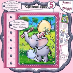 ANOTHER YEAR ANOTHER CANDLE Elephant 7.5 Decoupage & Insert Mini Kit