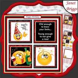 THE WINE DRINKER Humorous 7.5 Quick Card Decoupage & Insert Mini Kit