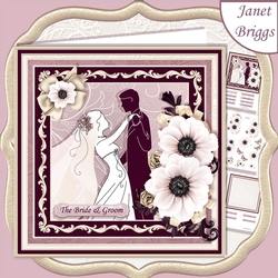WEDDING BRIDE & GROOM Dusty Rose & Champagne 7.8 Decoupage & Insert Mini Kit