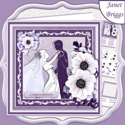 WEDDING BRIDE & GROOM Lilac & Silver 7.8 Decoupage & Insert Mini Kit