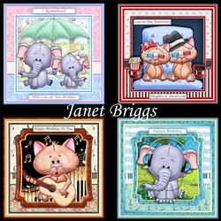 ELEPHANTS AND CATS 7.5 Decoupage & Inserts Bumper Kit