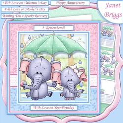 ELEPHANTS IN THE RAIN 7.5 Decoupage & Insert Kit