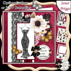 LITTLE BLACK DRESS 7.5 Decoupage & Insert Optional Butterflies Mini Kit
