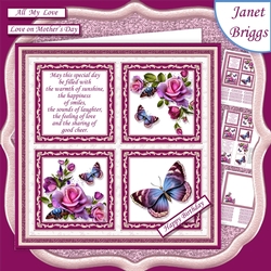 PINK ROSES BUTTERFLIES & VERSE SQUARES 7.5 Quick Layer Card & Insert Mini Kit