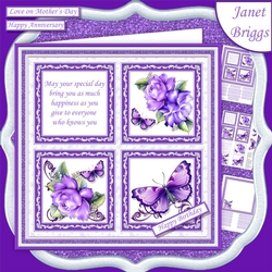 LILAC ROSES BUTTERFLIES & VERSE SQUARES 7.5 Quick Layer Card & Insert Mini Kit