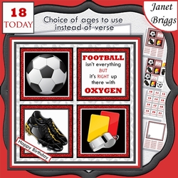 FOOTBALL RED 7.5 Quick Card Verse or Ages Decoupage & Insert Mini Kit