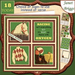 cup863045_68 - HORSE RACING 7.5 Quick Card Verse or Ages Decoupage & Insert Mini Kit