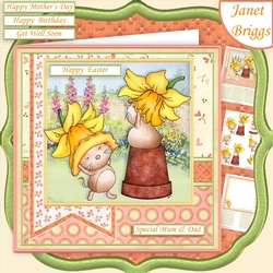 DAFFODIL FUN Easter Mothers Day Birthday etc 7.5 Decoupage & Insert Mini Kit