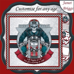 BIKER LIFE BEGINS AT Humorous 7.5 Decoupage Insert & Ages Mini Kit