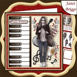 FEMALE MUSICIAN 7.5 Decoupage & Insert Mini Kit 