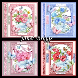 FLORAL TEACUPS ALL OCCASIONS FLORAL Quick Cards Bumper Kit Set 3