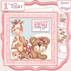 SWEET BABY GIRL 7.5 New Baby or 1st Birthday Decoupage Mini Kit