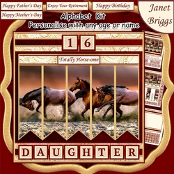HORSES IN SEA 7.5 Alphabet and Age Quick Card Kit Create Any Name