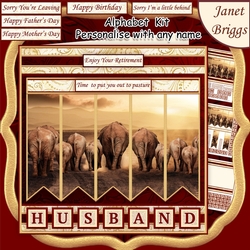 ELEPHANTS 7.5 Alphabet and Age Quick Card Kit Create Any Name