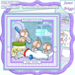 BRIGHT SMILES Birthday Mothers Day or Fathers Day 7.5 Decoupage & Insert Mini Kit