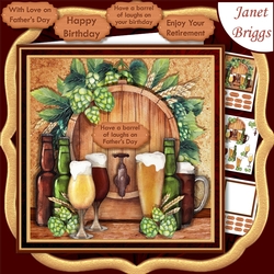 BEER BARREL 7.5 Birthday Fathers Day Retirement Decoupage & Insert Mini Kit