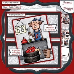 GUS & HIS CALENDAR 7.5 Humorous Decoupage & Insert Mini Kit