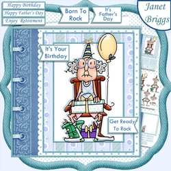 GUS ON HIS ROCKER 7.5 Humorous Decoupage & Insert Mini Kit