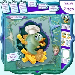 FISH AND CHIPS Humorous 7.5 Decoupage & Insert Mini Kit Various Occasions
