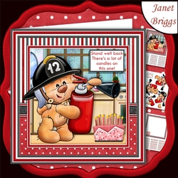 FIREBEAR STAND WELL BACK 7.5 Humorous Birthday Decoupage & Insert Mini Kit