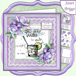 LET THE CELEBRATIONS BE-GIN Humorous 7.5 Gin & Tonic Decoupage Mini Kit