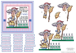 STELLA CLEANING WITH VODKA 5x5 Humorous Decoupage Sheet