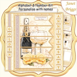 CHAMPAGNE 7.5 Alphabet Gold Wedding Anniversary Alphabet & Age Card Kit