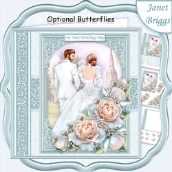 WEDDING DAY BRIDE & GROOM Duck Egg Blue 7.5 Decoupage & Insert Mini Kit