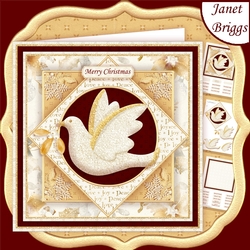 GOLD & WHITE CHRISTMAS DOVE 7.5 Decoupage & Insert Mini Kit