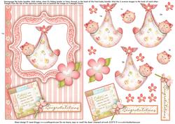 Baby Girl Dangler Card and Double Sided Decoupage