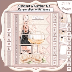 CHAMPAGNE 7.5 Alphabet Pearl Wedding Anniversary Alphabet & Age Card Kit